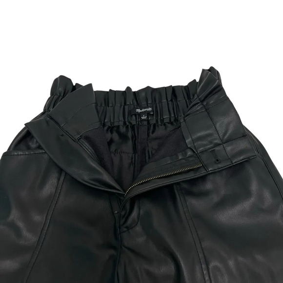 Madewell Vegan Faux Leather Paperbag High Waisted Elastic Zip Pants Black Size 2 - Picture 7 of 13